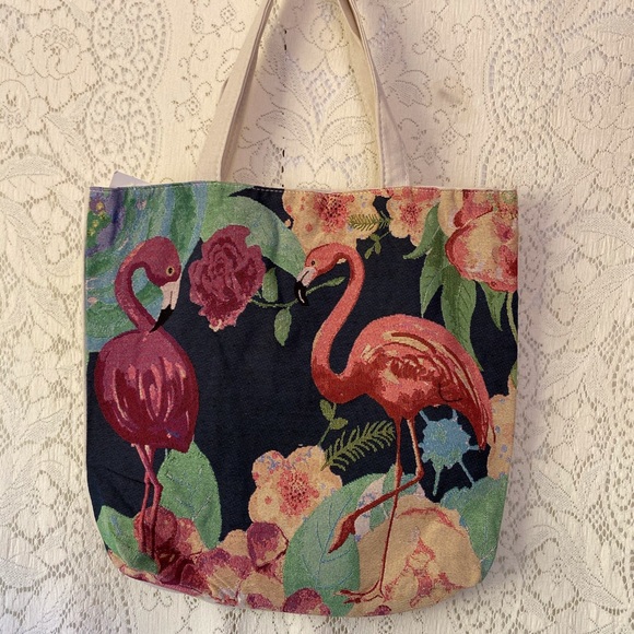 Handbags - Flamingo Tropical Paradise Canvas Tote Bag